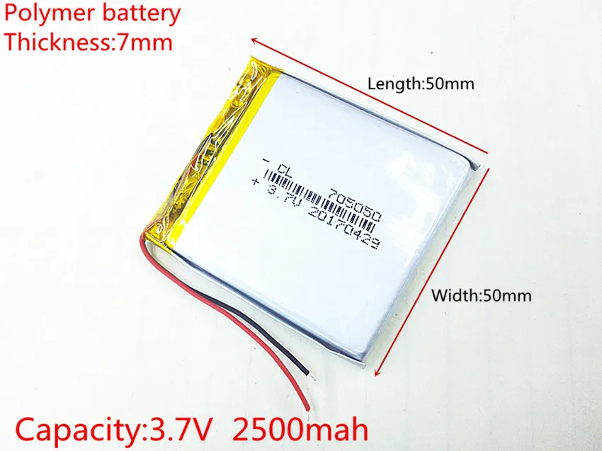 li-po 3.7V 2500mAh 705050 Lithium Polymer Li-Po li ion Rechargeable Battery cells For Mp3 MP4 MP5 GPS