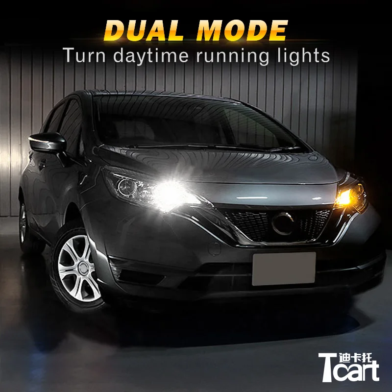 Tcart Car Accessory LED DRL Driving Daytime Running Lights Turn Signal Working Lamps PY21W 1156 For Nissan Note E12 2012~2017
