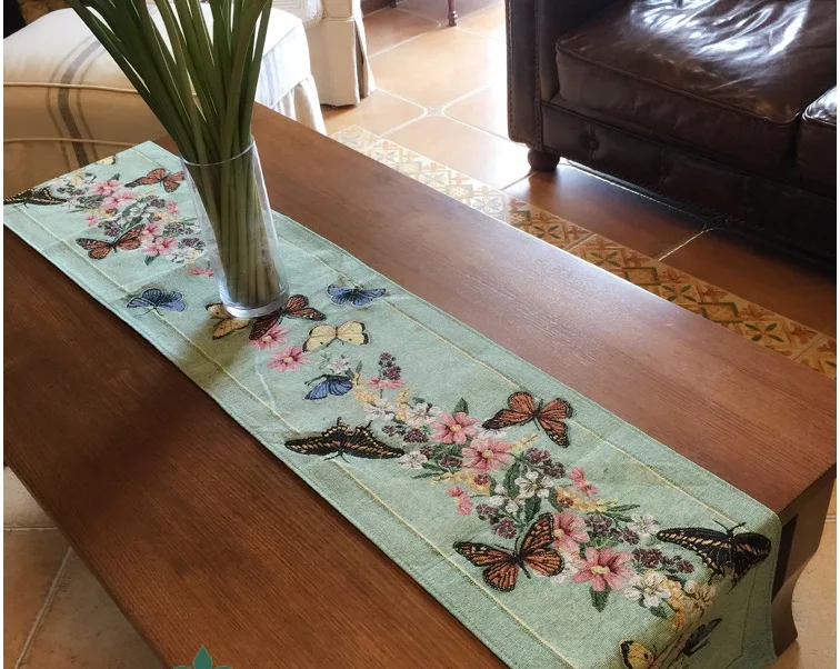 

33x180cm European-style butter flower embroidery Table Runner Wedding Party Banquet Decoration events supplies party decoration