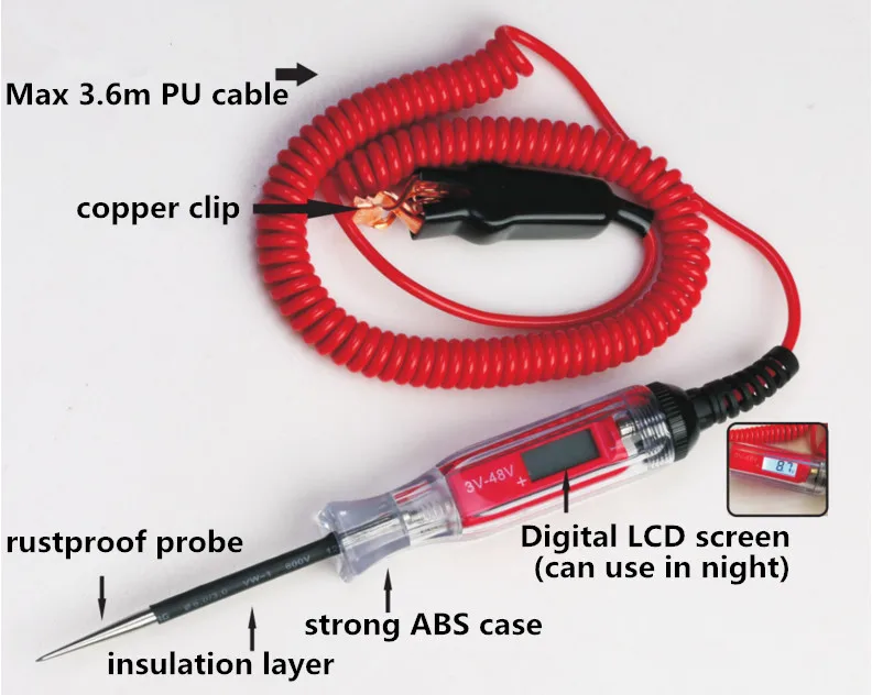 Universale 3-48V Automotive LCD Digital Circuit Tester misuratore di tensione penna Car Truck Circuit Scanner strumento diagnostico della sonda di