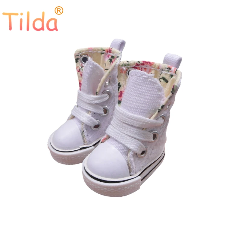 

Tilda 3.6cm Doll Boots for Blythe Toys,1/8 Cute Canvas Dolls Shoes for BJD,Casual Puppet Classic Sneakers Accessories One Pair