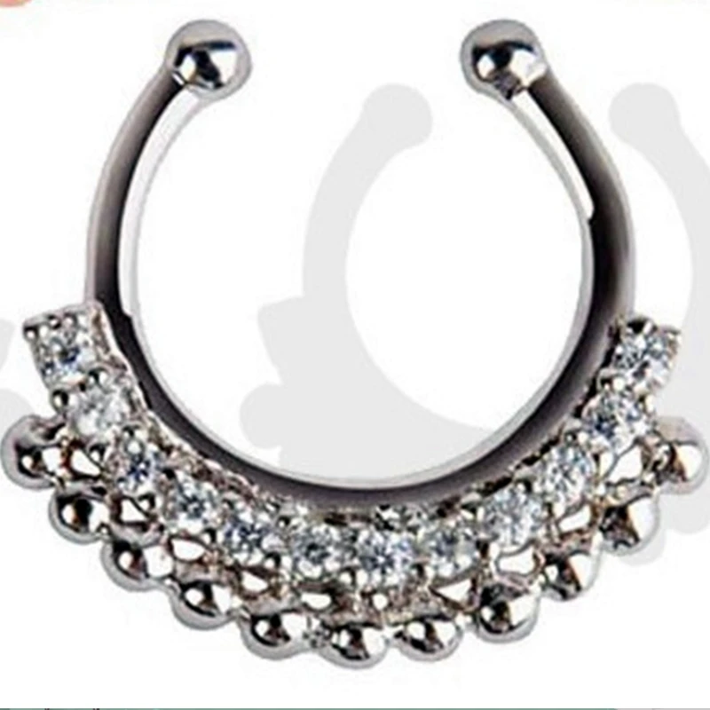 Indian Crystal Snag In The Nose For Women Fashion Clip Hoop Stud Female Body Jewelry Wedding Party Friends Gift