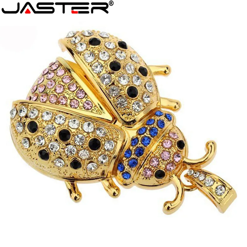 JASTER Animal for Creative metal Crystal Beetle Model Usb 2.0 Flash Memory Stick pendrive 4GB16GB 32G 64GB Car Key