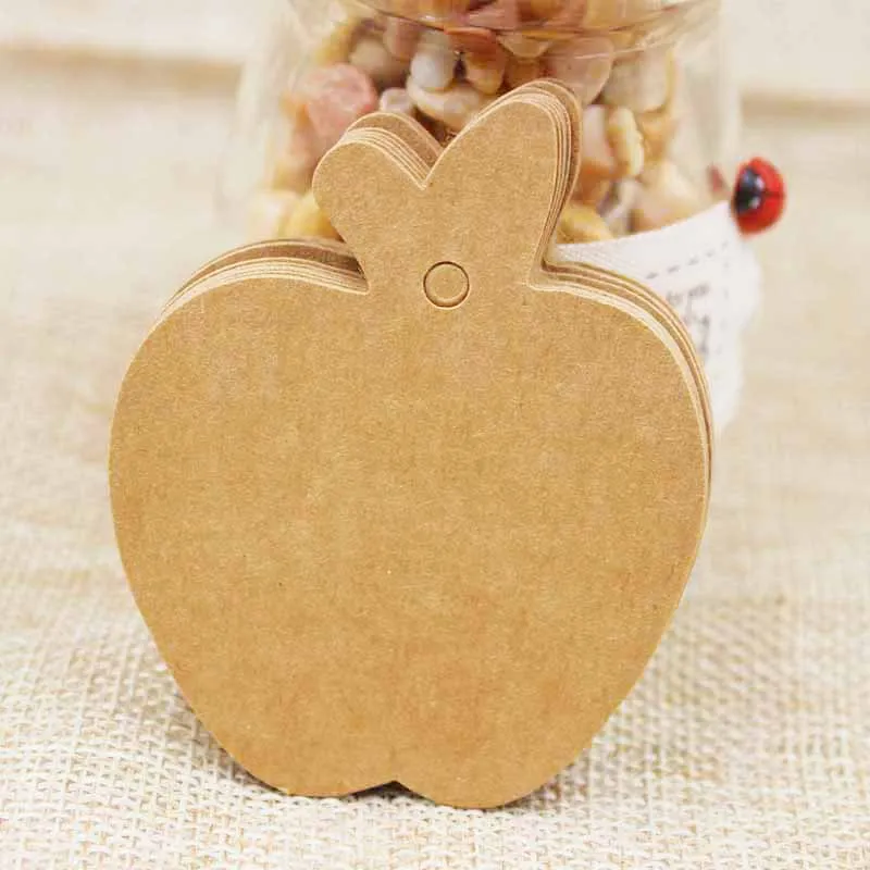 50pcs 2018 zerongE jewelry Apple Shape Clothes Kraft Paper Hang Tags white/black Wedding Party Favor Label Price Gift Cards tag