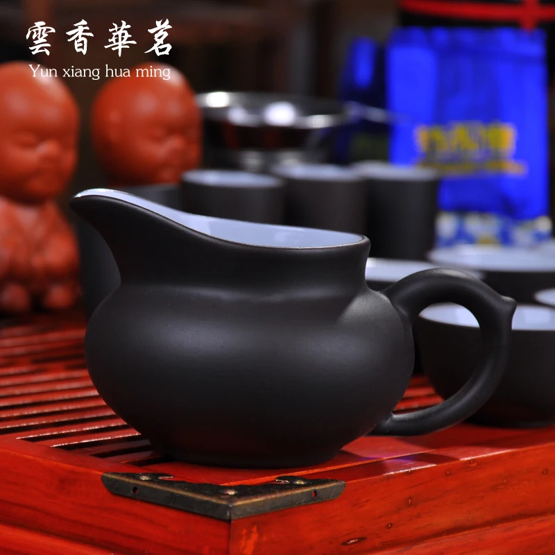 Yixing tea set purple ceramic teapot wedding set of tea cups solid wood tea tray tea ceremony on sale