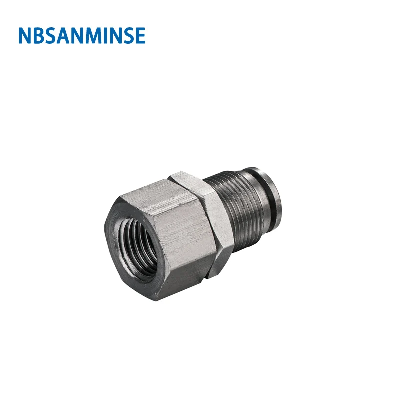 10pcs/lot PMFT 1/8 1/4 3/8 1/2 All Metal Brass Fitting Female Thread One Touch Pneumatic Fittings Bulkhead Connector Sanmin