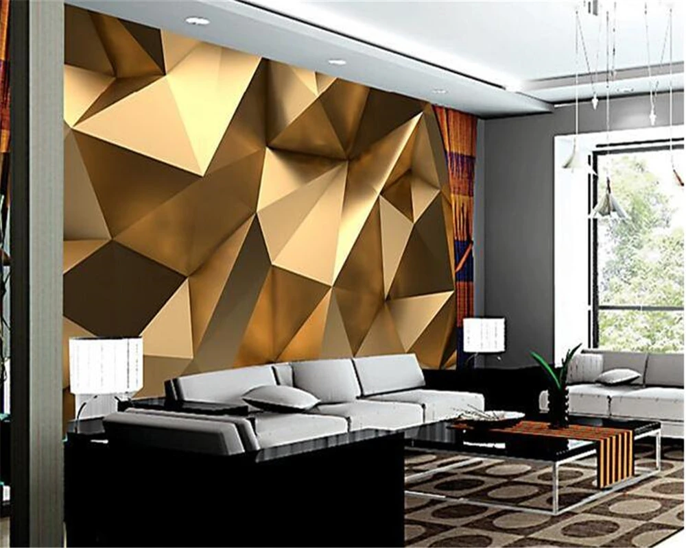 

beibehang Custom fashion personality wallpaper gold minimalist geometric living room bedroom papel de parede papier peint tapety