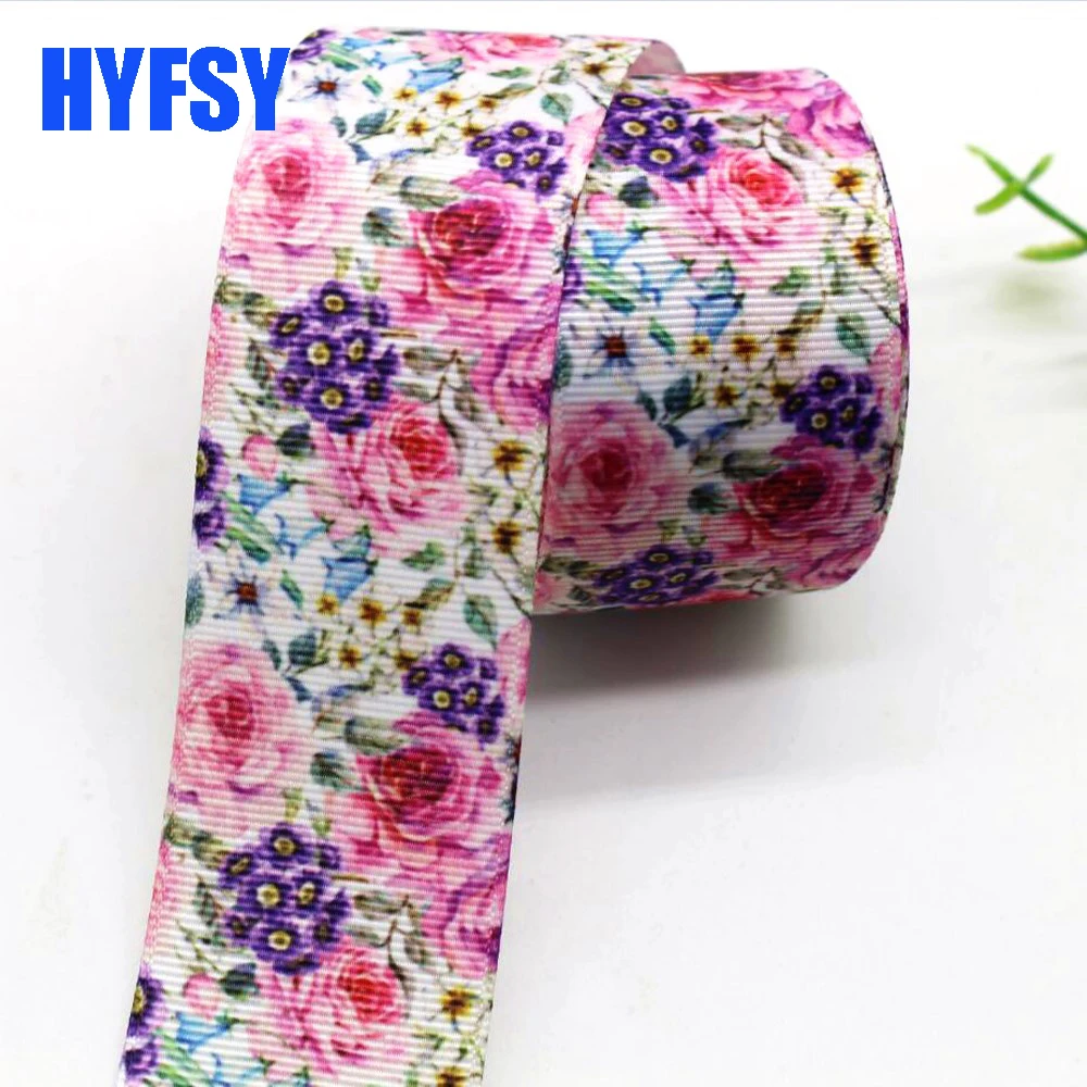 10 Yards 38MM Flowers Ribbon DIY Hand Bows Gift Wrapping Grosgrain Ribbons Headwear Colorful Clothing Accessories