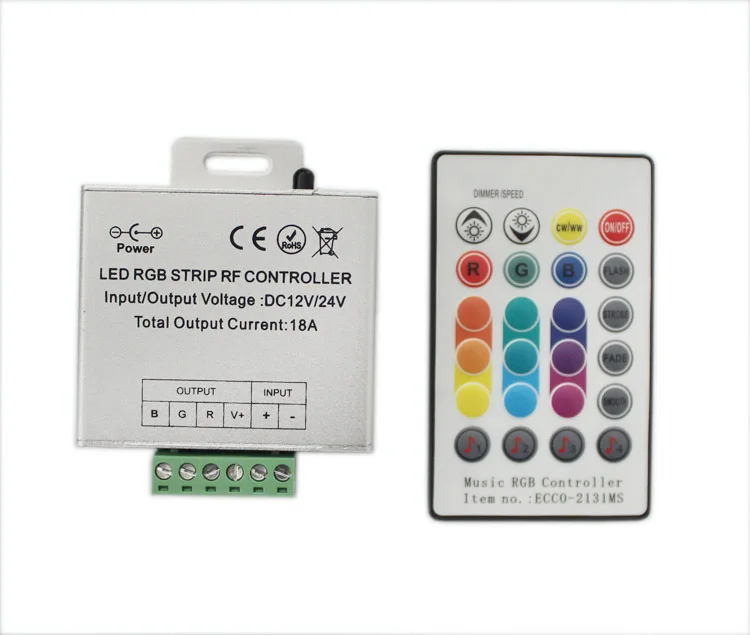 10set/lot DC12V 18A 216W IR LED Music Controller 24key Remote Sound Sensor Control