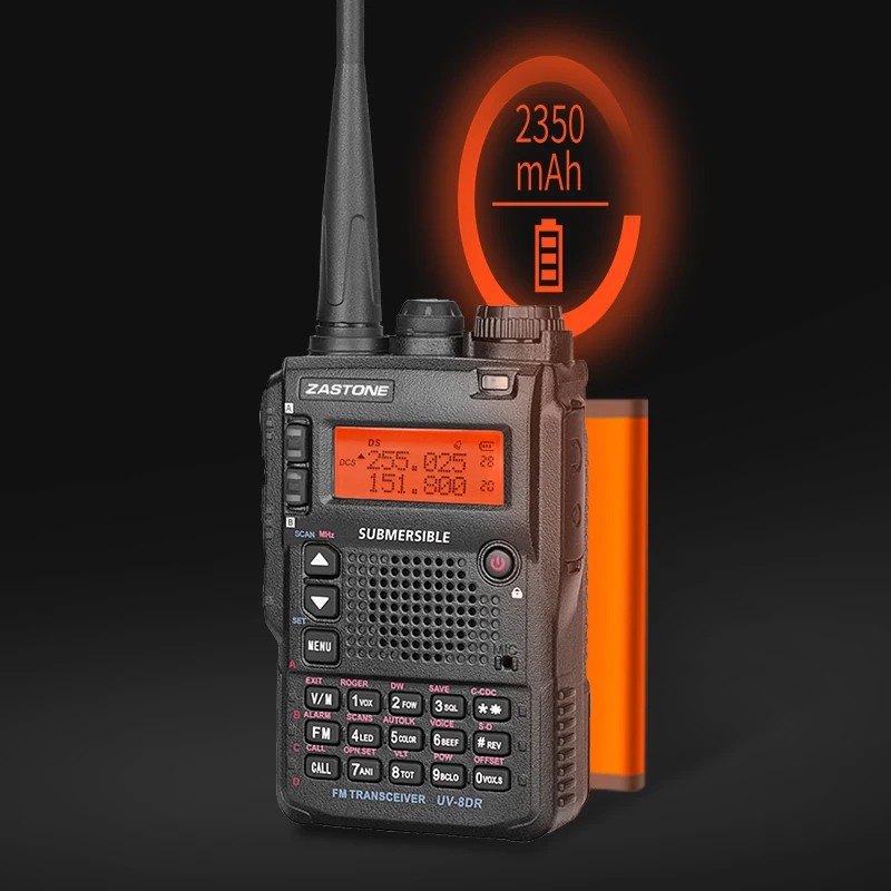 Zastone UV-8DR Mini Radio Walkie Talkie triband  VHF 136-174MHz 240-460MHZ UHF 400-520MHz CB Ham Two Way Radio