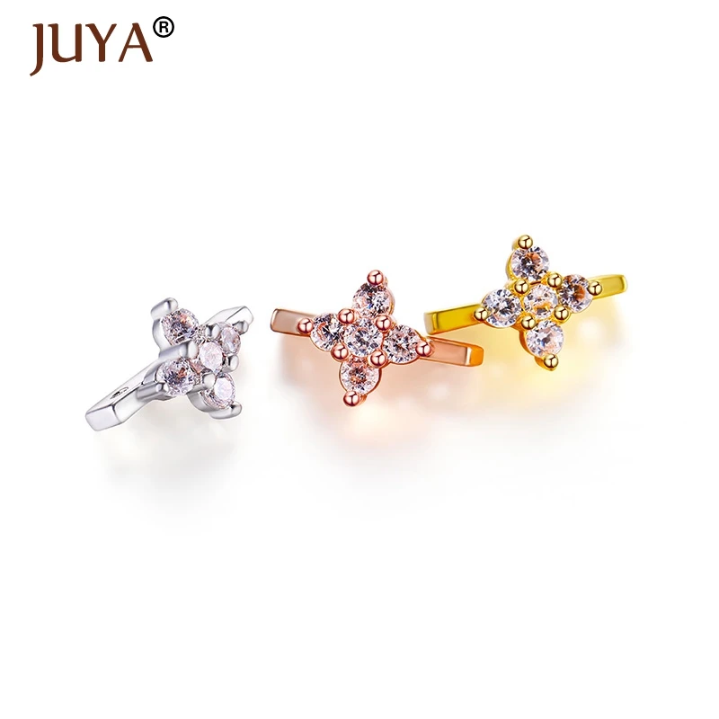 Jewelry Making Supplies Copper Cubic Zirconia Rhinestone Crystal Flower Spacers Bars 2 hole Connectors For DIY Jewellery Making