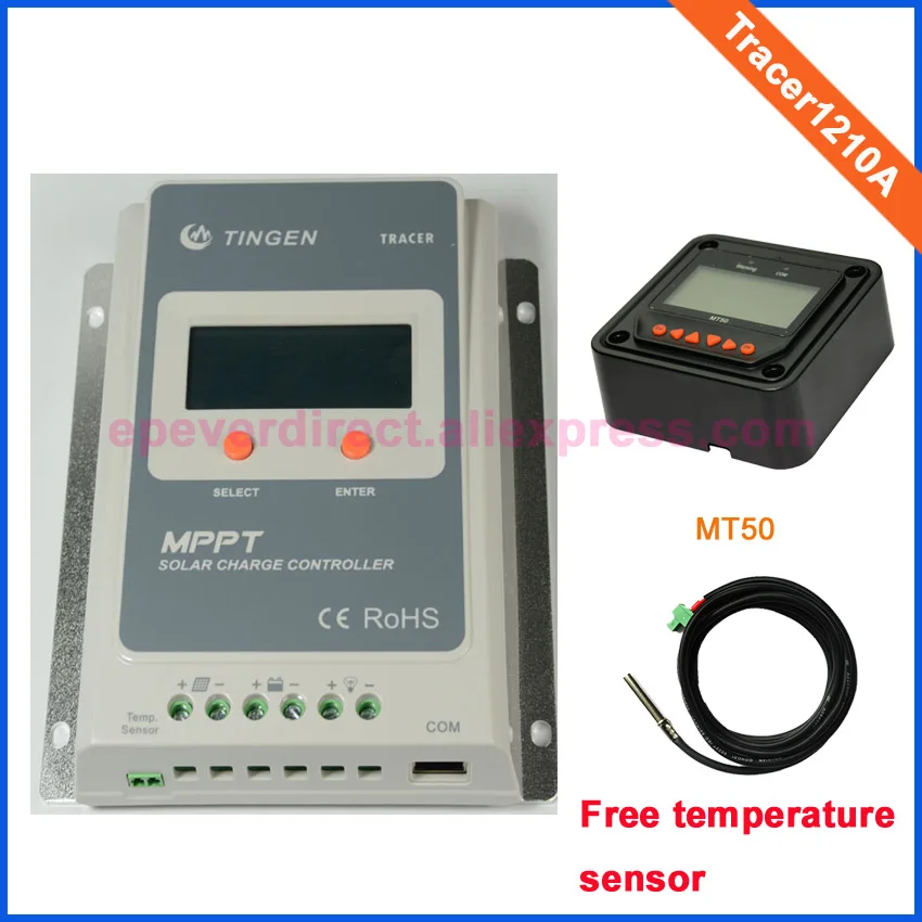 

Tracer1210A(TE logo) MPPT Solar Tracking Controller MT50 Meter LCD display 10A 10amps 12V/24V auto work with free temp sensor