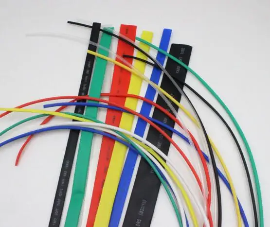 Tubo termorretráctil transparente, 200 +-2% piezas, 3,0mm de diámetro, rojo, amarillo, verde, azul, negro y blanco, 100mm de longitud, 2:1