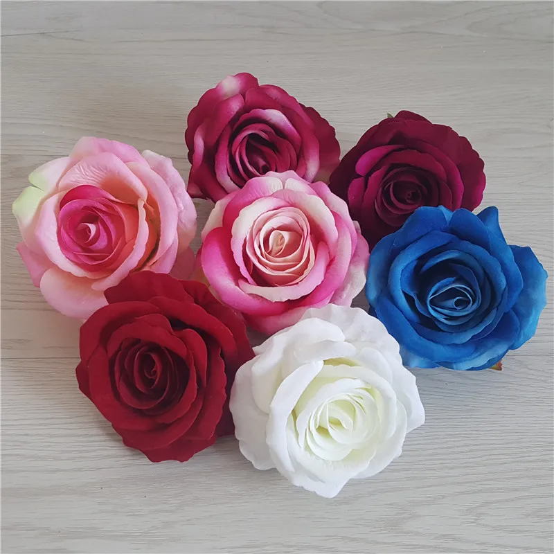 

50pcs 9CM 7Colors Artificial Rose Flower Head DIY Wedding Wall Arch Party Decoration Supplies Simulation Fake Home Accessory