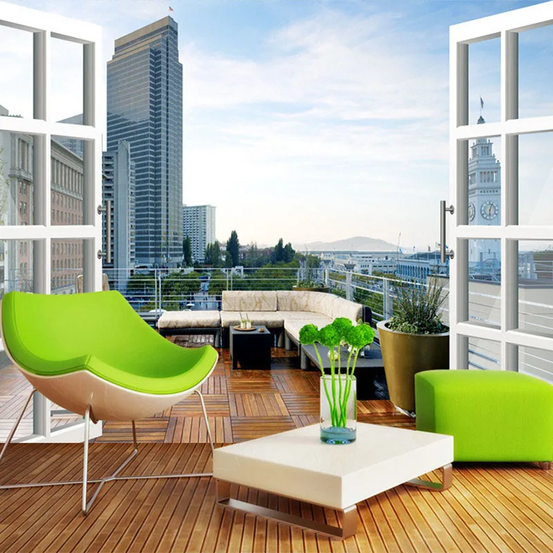 

Декоративные обои для салона и дома класса люкс, на заказ, 3D-стерео, городской пейзаж, настенная роспись для балкона, обои для гостиной, Papel De Parede