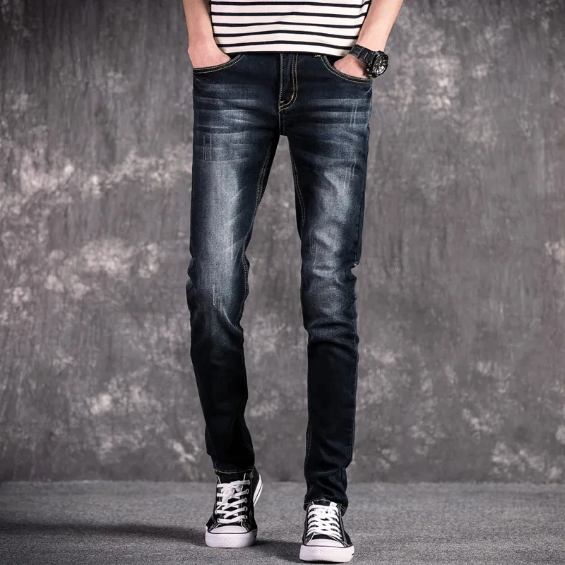 Kolmakov 2020 Celana Jeans Baru UNTUK Semi Celana Slim Fit Jeans Panjang Pria Klasik Denim Pensil Celana Fashion Pria Celana Jeans celana Jeans Biru