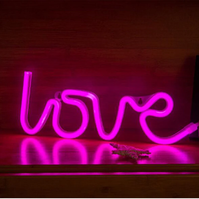 USB Battery Powered Led neon Love letter Sign Light Lantern string lights For Girls Bedroom Party Christmas Wall Decoration Lamp