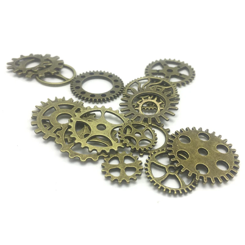 32pcs Retro Antique Bronze Punk Mechanical Gear Creative Decorative DIY Steam Gears Jewelry Accessories Home Decoration Parts