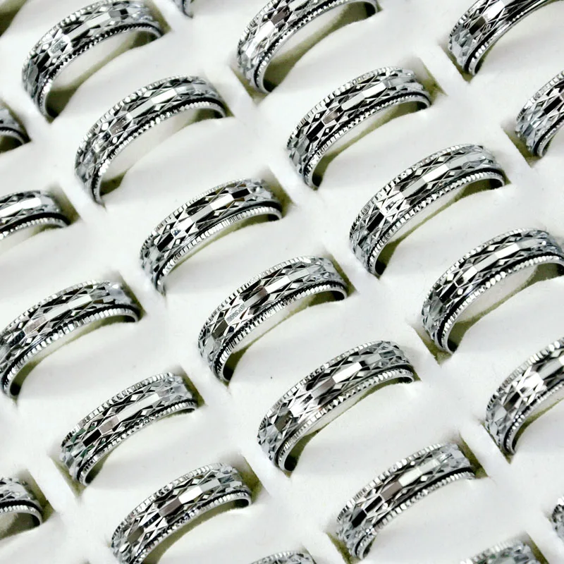 50 Pcs Mixed Style Vintage Silver Color Rotatable Women's Ring feminine Jewelry Wholesale Rings Bulks Lots LR4071