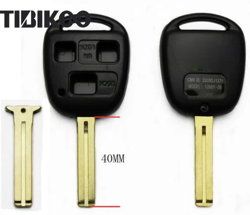 

20PCS 3 Buttons Remote Key Shell For Toyota with Uncut Short Blade 40MM Replacement Key Case