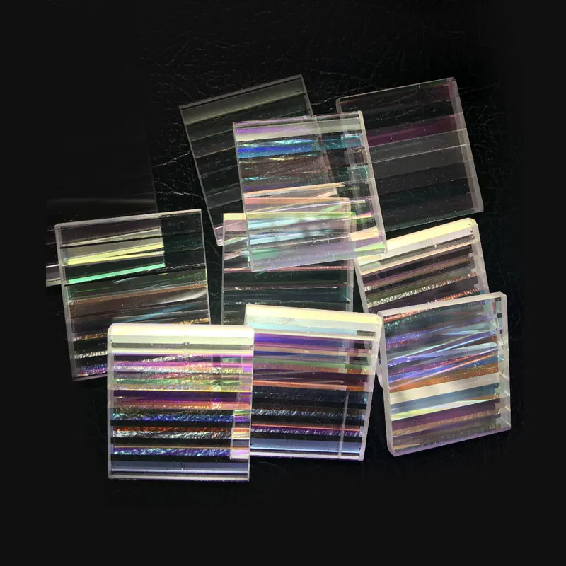 50pcs Rectangle Prism Dichroic Prisma Stained Glass Optical Experiment Instrument Home Decoration Art Necklace DIY Design Lentes