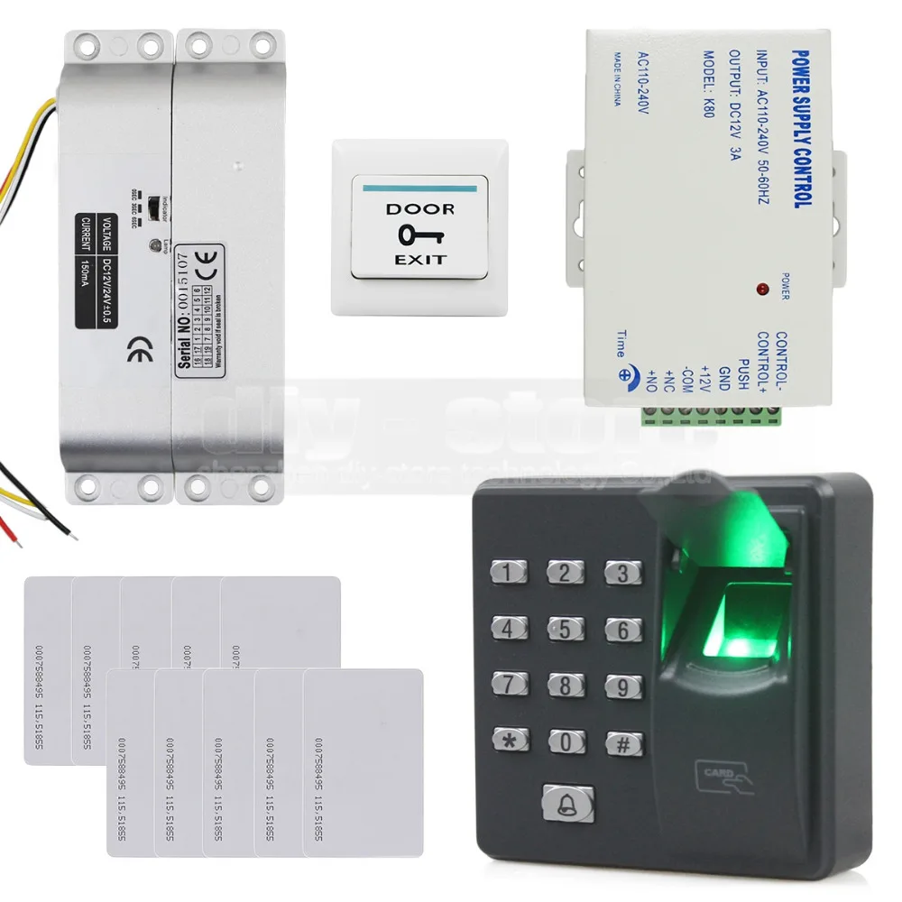 

DIYSECUR Biometric Fingerprint RFID 125KHz Password Keypad Door Access Control System Kit + Electric Mortise Lock