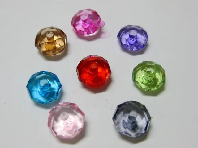 200pcs 100pcs 50pcs  Mixed Colour Acrylic Faceted Rondelle Beads 6X8mm