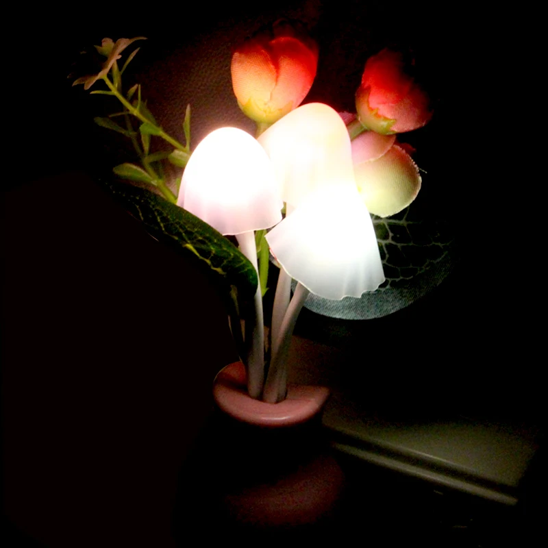 

Colorful fantasic switch night light Sense Control Flower Mushroom Bedroom AC 110-220V Party Christmas Night light gift