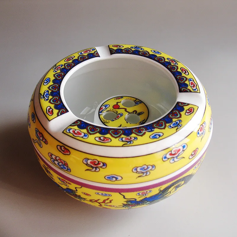 Manufacturers of primary sources to antique yellow dragon ceramic ashtray creative promotional gifts