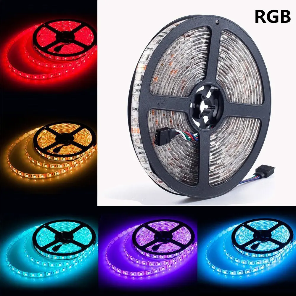 Tira de luces Led 5050, 300Led, 5M, impermeable IP65, 12V, 6500K, 4000K, 3000K, Blanco cálido, rosa, RGB, rojo, azul, verde, cuerda de cinta Flexible