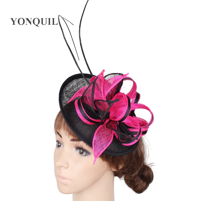 

17 Colors New Design Ostrich Quill Feather Fascinators Hat Ladies Wedding Sinamay Millinery Hats For Elegant Women Occasion Show