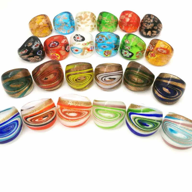 30 PCS Colored Glaze Rings Set with Mura Hot Foil Mixed Colors 17-19mm per Ring for DIY Crafts And Jewelry Making