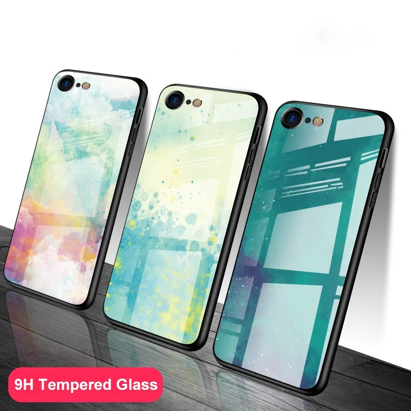 Tempered Glass Case For iPhone X XR XS Max Cover Silicone Protection Phone Case For iPhone 6 6S 7 8 Plus SE 2020 2022 SE2 SE3