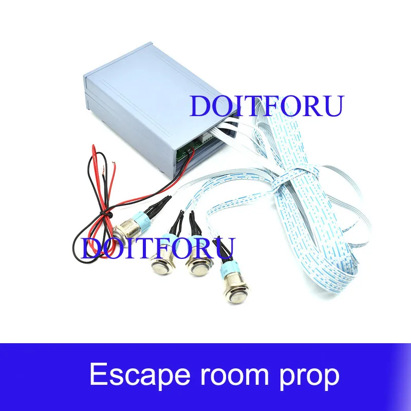 Escape Room Props puzzles 4 different colors metal buttons when lited Press it to open 12V Magnet Lock Escape room the game