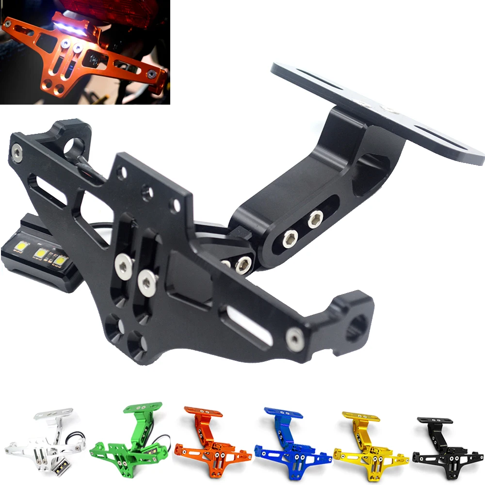 

Motorcycle Registration License Plate Bracket Holder & Light For Kawasaki Ninja 300 600 ZX6R H2R ER6N ER6F z800 z750 Versys