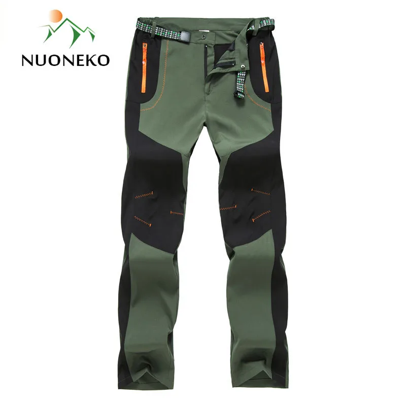 Nuoneko New Men Women Hiking Thin Pants Spring Autumn Outdoor Softshell Trousers Windproof for Camping Trekking Climbing PN22