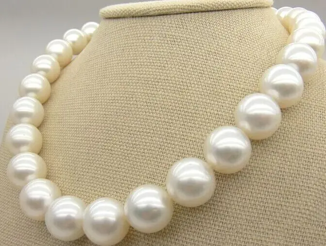 

FREE SHIPPING Huge 18"12to13mm Natural South Sea genuine white perfect round pearl necklace AA