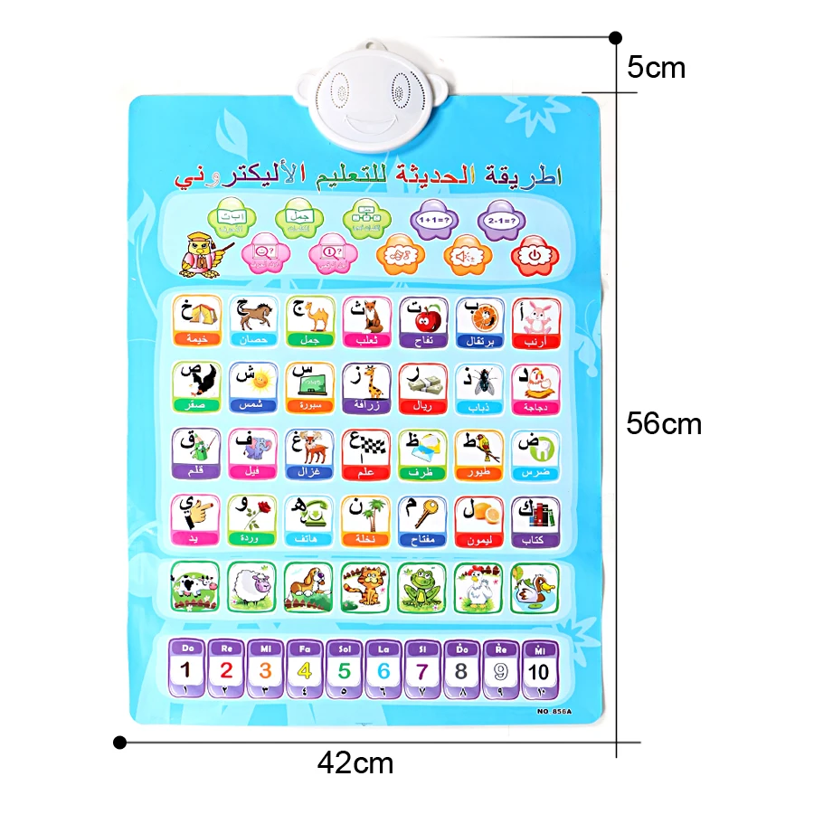 Double sided Phonic wall hanging chart arabic and english language,for kid learning number,alphabet,words multifunction machine