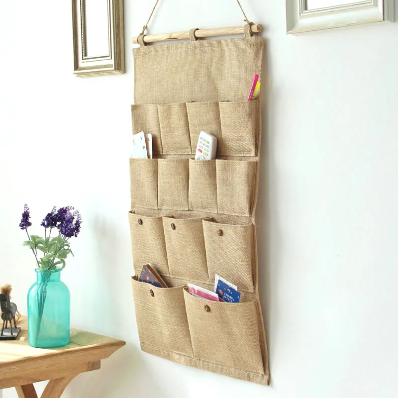 Fabric Decoration 13 Pocket  canvas Hanging Wall collect home small things door Bcak decoration bedroom Storage Hanging Bag