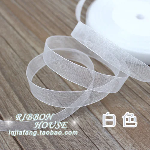 45meters/lot (50 yards/roll)1/2\'\'(12mm) Organza ribbons  white gift wrapping decoration Christmas ribbons Sewing Fabric Hand DIY