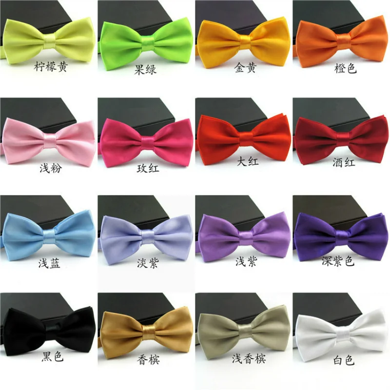 

Fashion Bow Tie For Groom Men Black Blue Red Purple Solid Color Bowtie Wedding Adjustable Candy Cravat Gravata 12.5*6.5cm