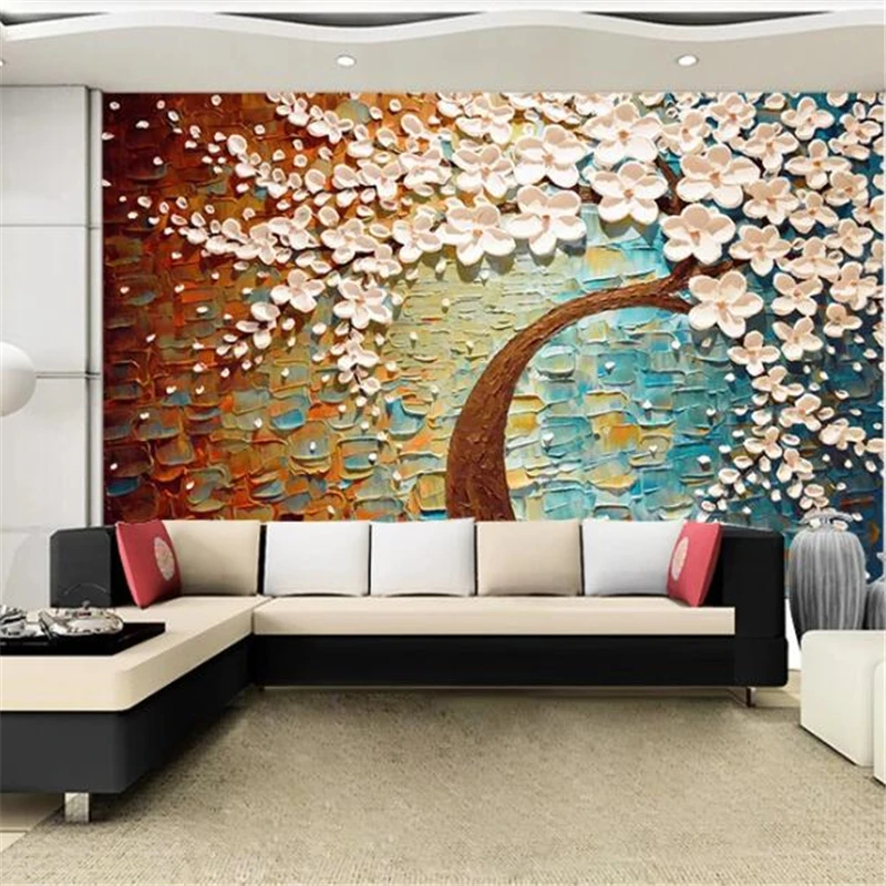 

Custom wallpaper 3d photo murals huge hand-painted oil painting rich tree background wall decorative painting mural 3d wallpaper