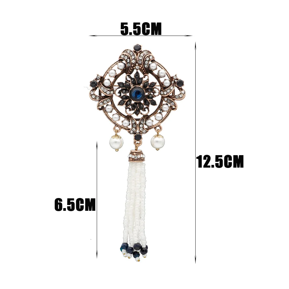 Retro festival presente turco feminino oco flor grânulo borlas broche vintage jóias antigo cor de ouro resina casamento corsage pino