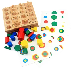 Baby Montessori Educational Wooden Toys Colorful Socket Cylinder Block Set For Children Educational Preschool Early Learning Toy