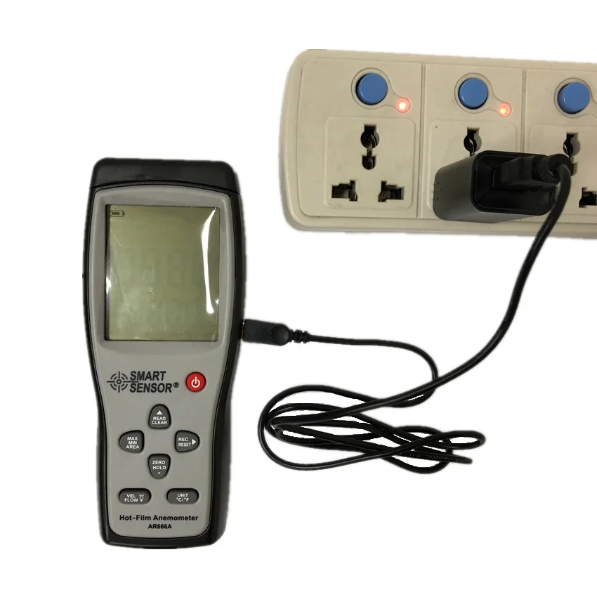Thermo-anémomètre à fil chaud AR866A 0-30 M/S, testeur de débit d'air, indicateur de vitesse du vent à film chaud avec USB