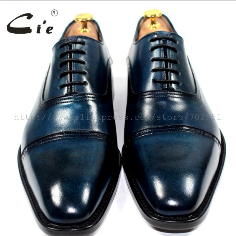 cie Free shipping bespoke custom handmade genuine calf leather upper outsole men\'s oxford shoe color navy OX179 adhesive craft