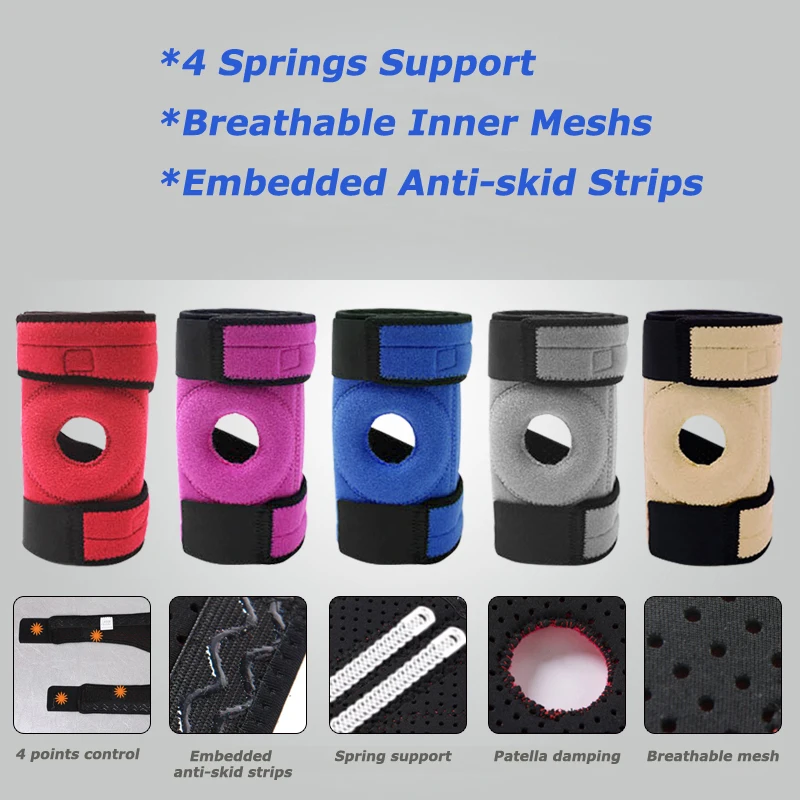 Multicolored Elastic Knee Support Brace Kneepad Adjustable Patella Knee Pads Safety Guard Strap For Basketball Sports Free Size