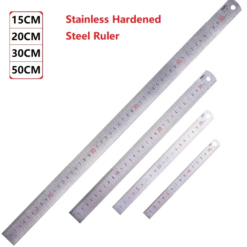 Stainless Hardened Steel Straight Ruler 15/20/30/50CM Student Rulers Measure Office & School Stationery