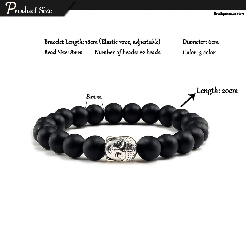 Healing  Buddha Head Prayer Volcanic Lava Natural Stone Strand Bead Bracelet For Men Black Beaded Yoga Women armband Jewelry