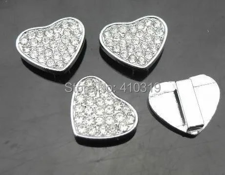 

Wholesale 100pcs/lot 8mm Full Rhinestone Heart Slide Charm DIY Alphabet Accessories